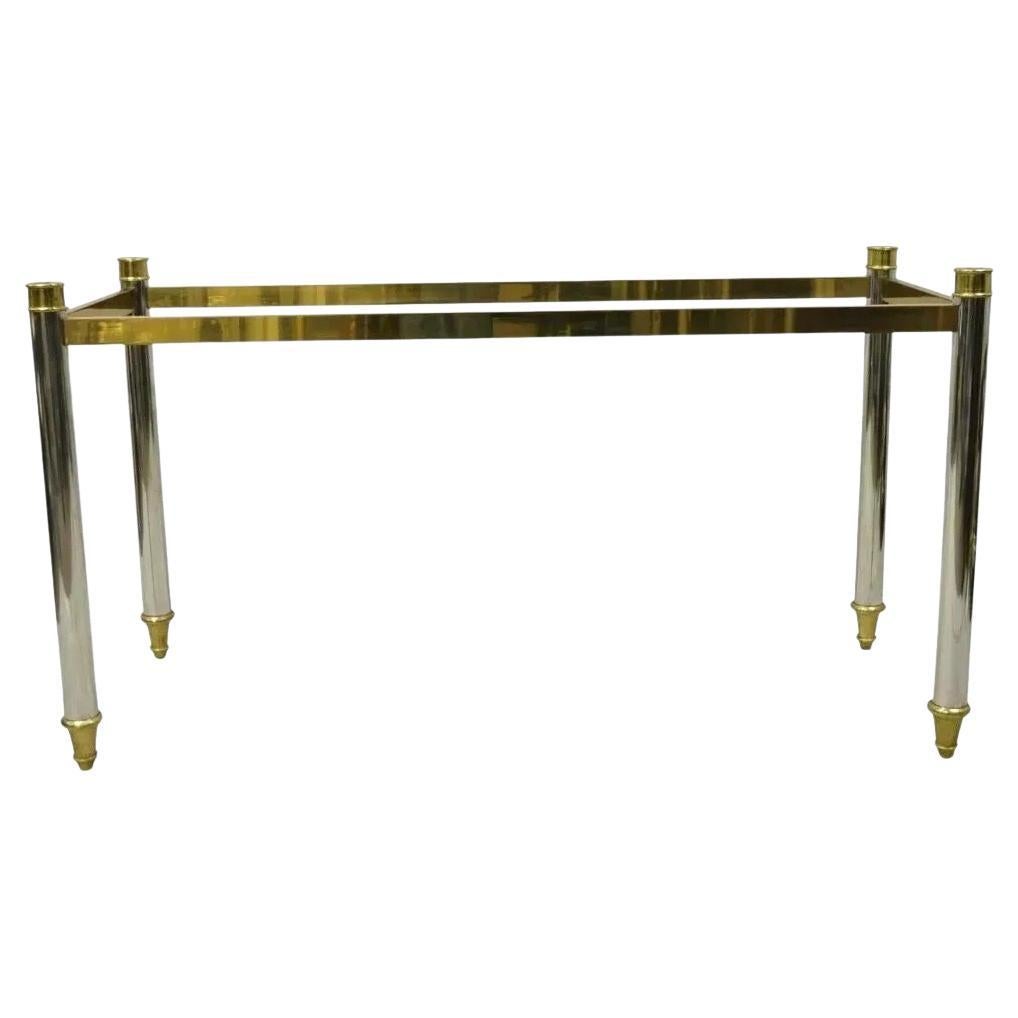 Hollywood-Regency-Konsolentischsockel aus Stahl, Chrom und Messing im Maison Jansen-Stil im Angebot