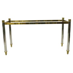 Hollywood-Regency-Konsolentischsockel aus Stahl, Chrom und Messing im Maison Jansen-Stil