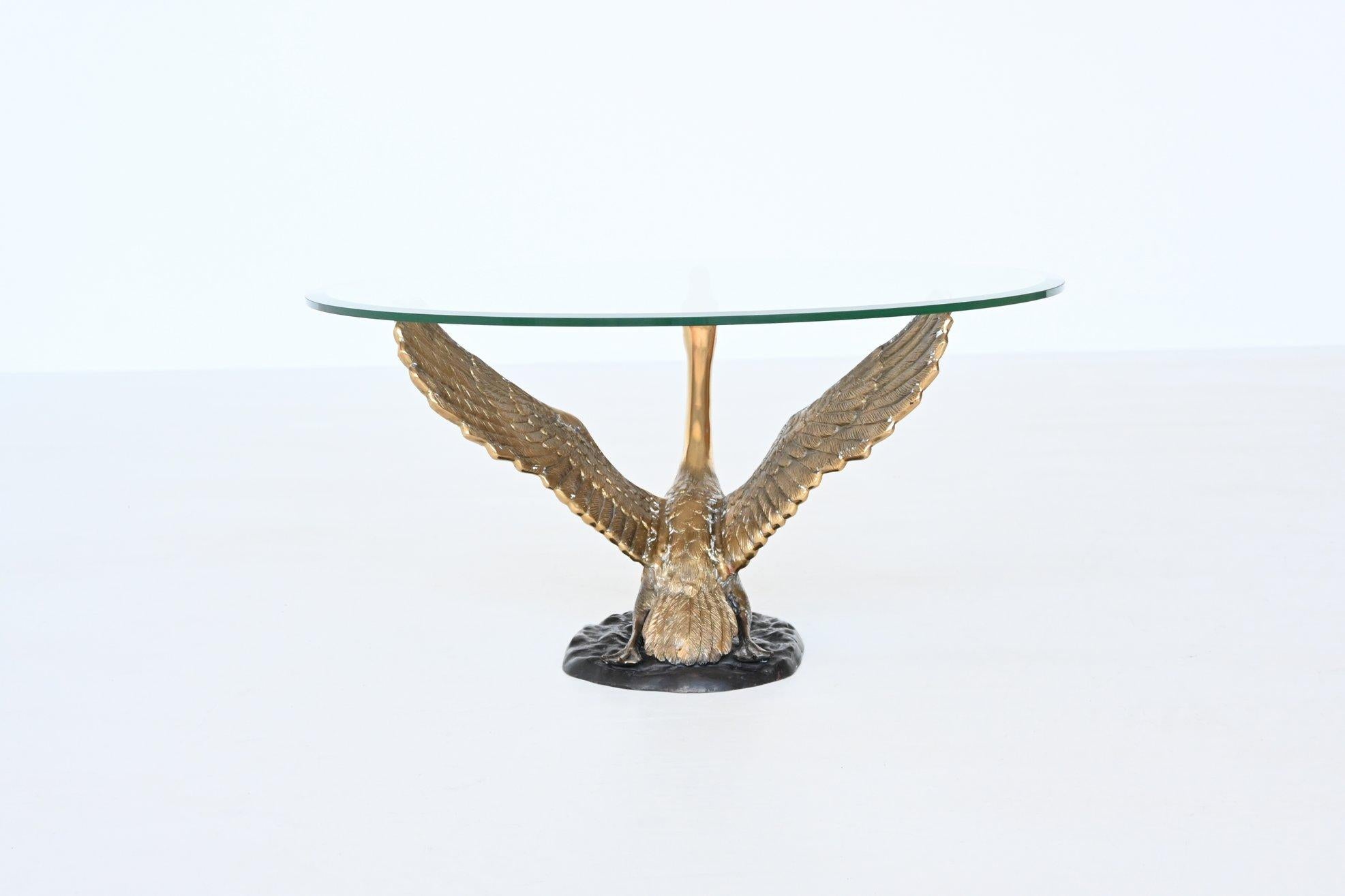 French Maison Jansen Style Swan Coffee Table Bronze France 1970