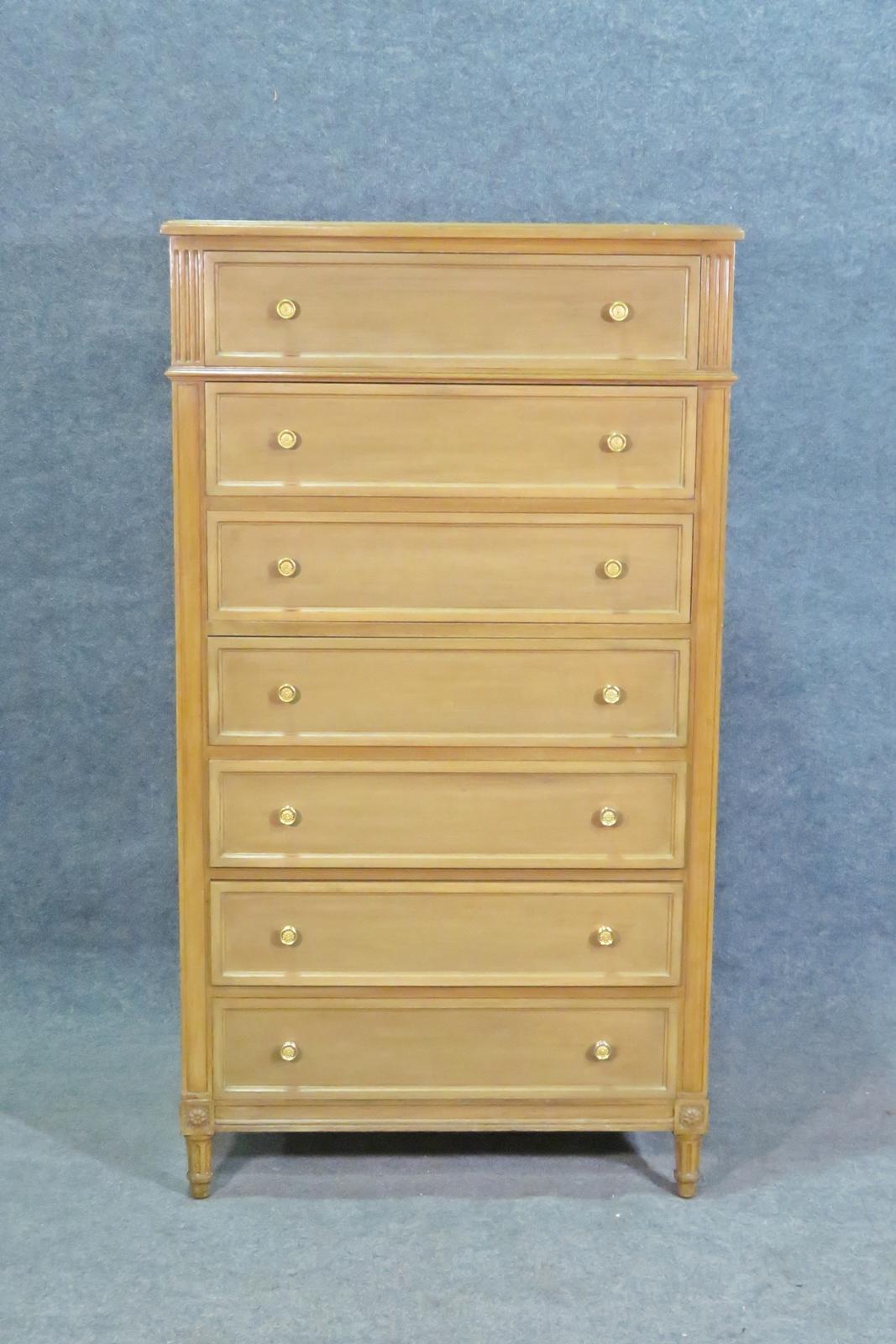 Walnut. Dovetail drawers. 7 drawers. Measures: 54 1/2