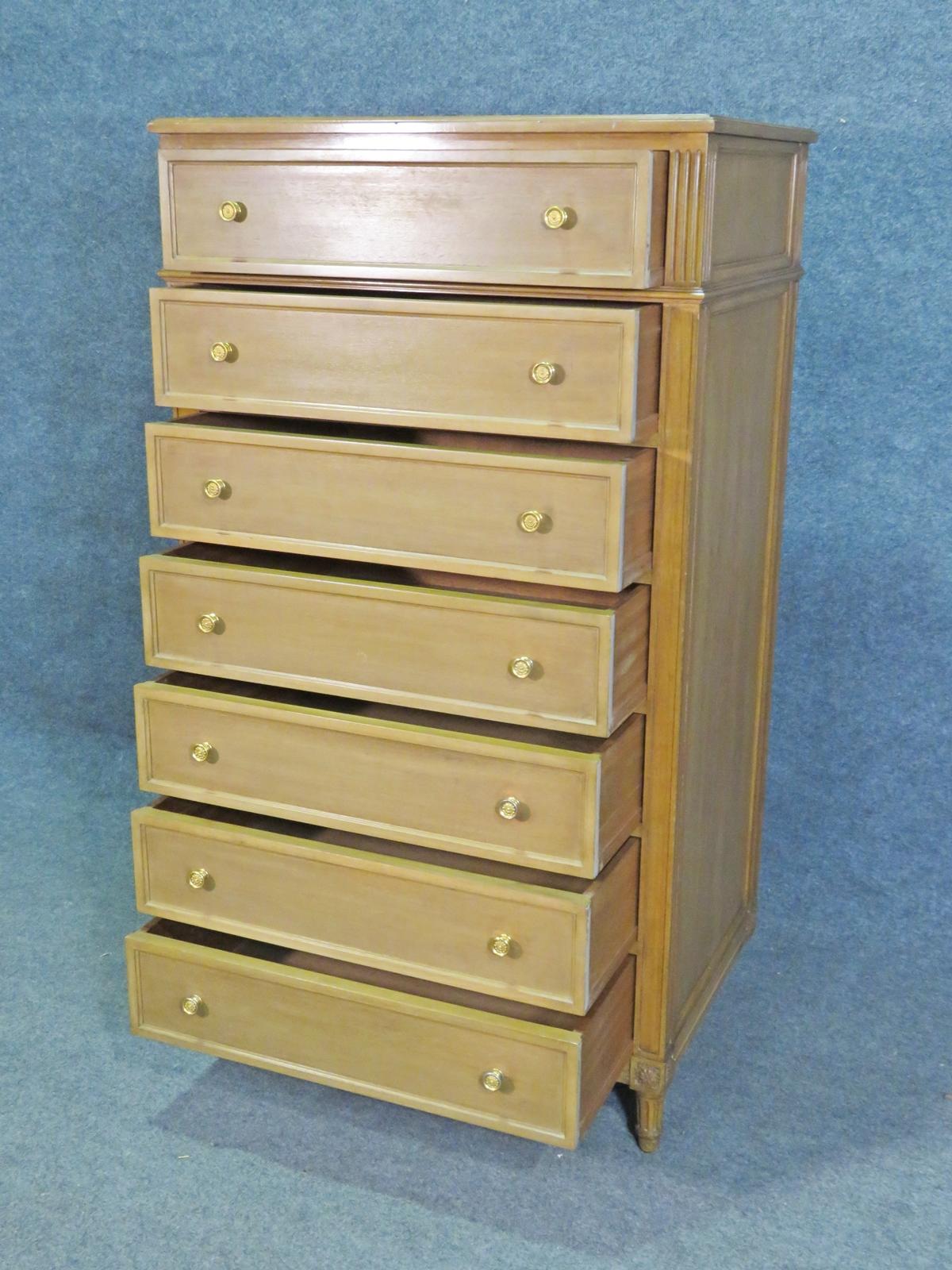 Maison Jansen Style Tall Chest of Drawers 1 of 2 Similar Chests In Good Condition In Swedesboro, NJ