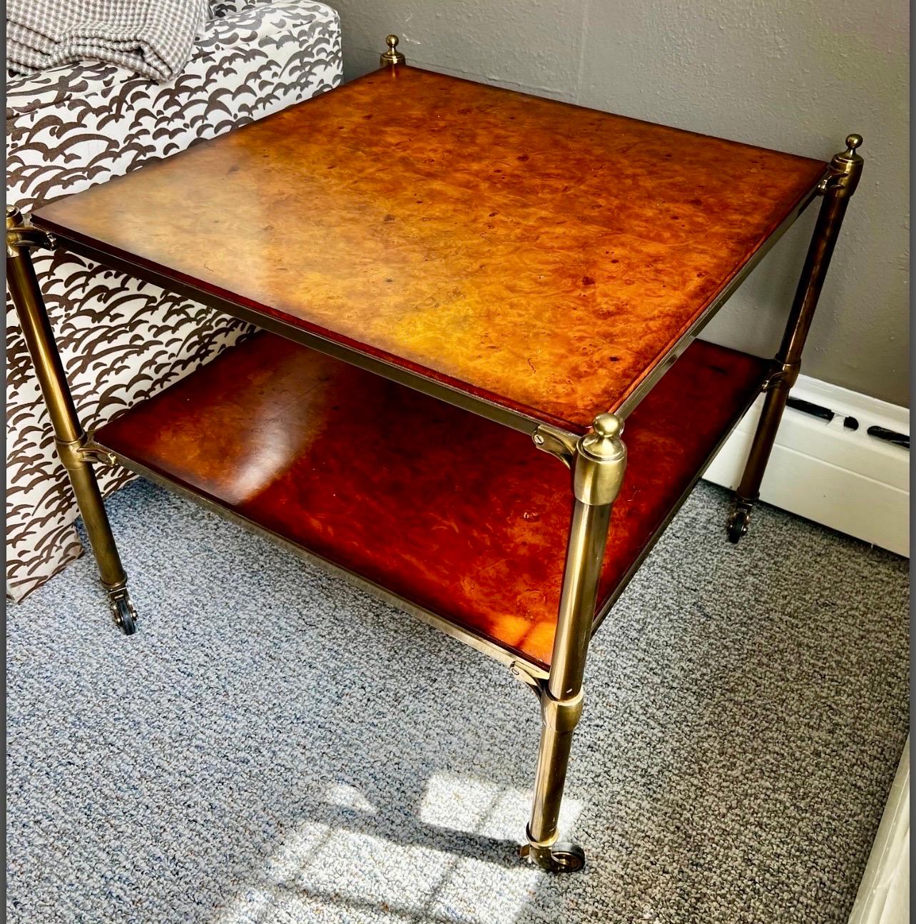 Maison Jansen Style Two-Tier Tiger Maple Lamp Table Side Table Barclay Butera 4