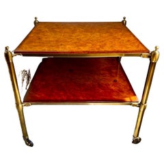 Maison Jansen Style Two-Tier Tiger Maple Lamp Table Side Table Barclay Butera