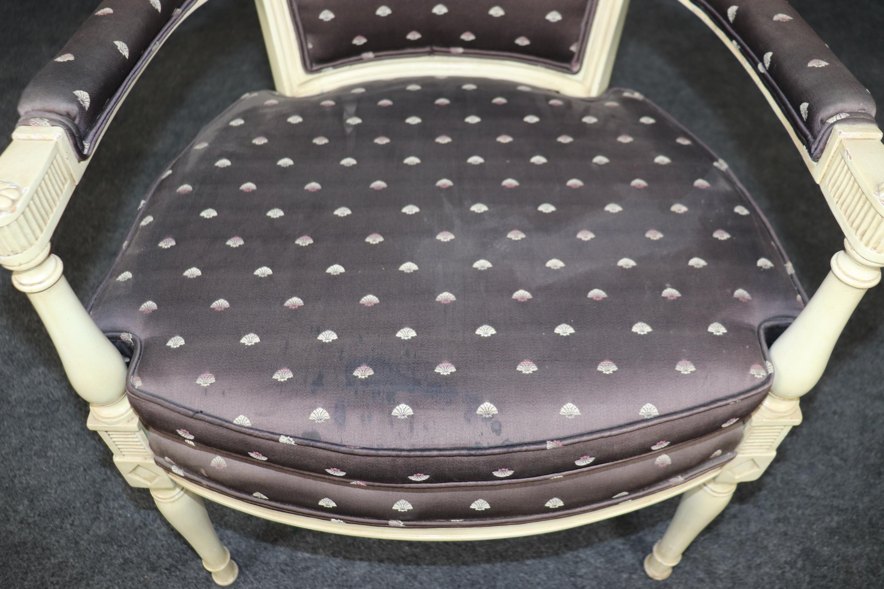Maison Jansen Style Weiß lackiert gepolstert Französisch Directoire Schreibtischsessel im Angebot 5