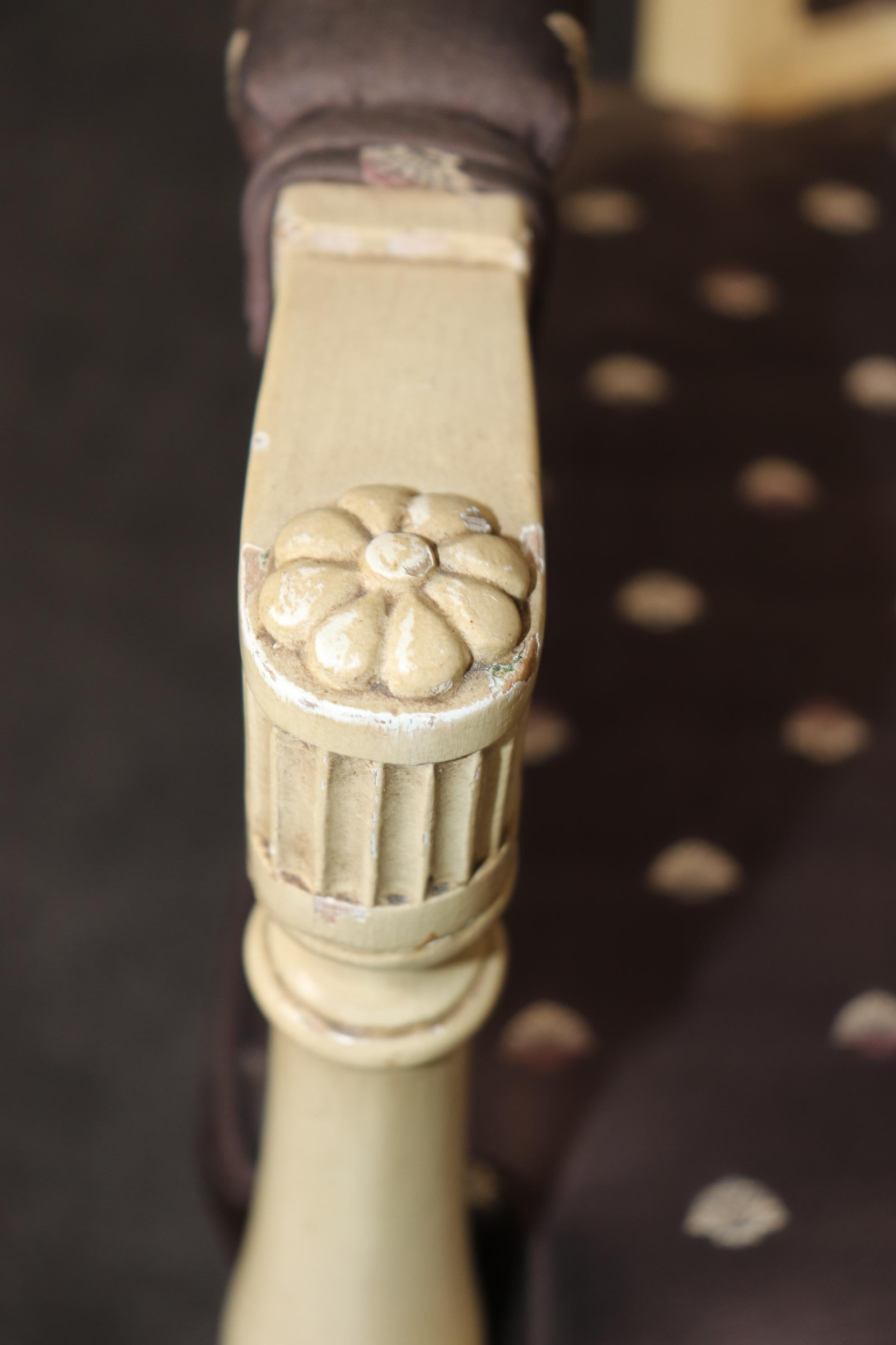 Maison Jansen Style Weiß lackiert gepolstert Französisch Directoire Schreibtischsessel im Angebot 6