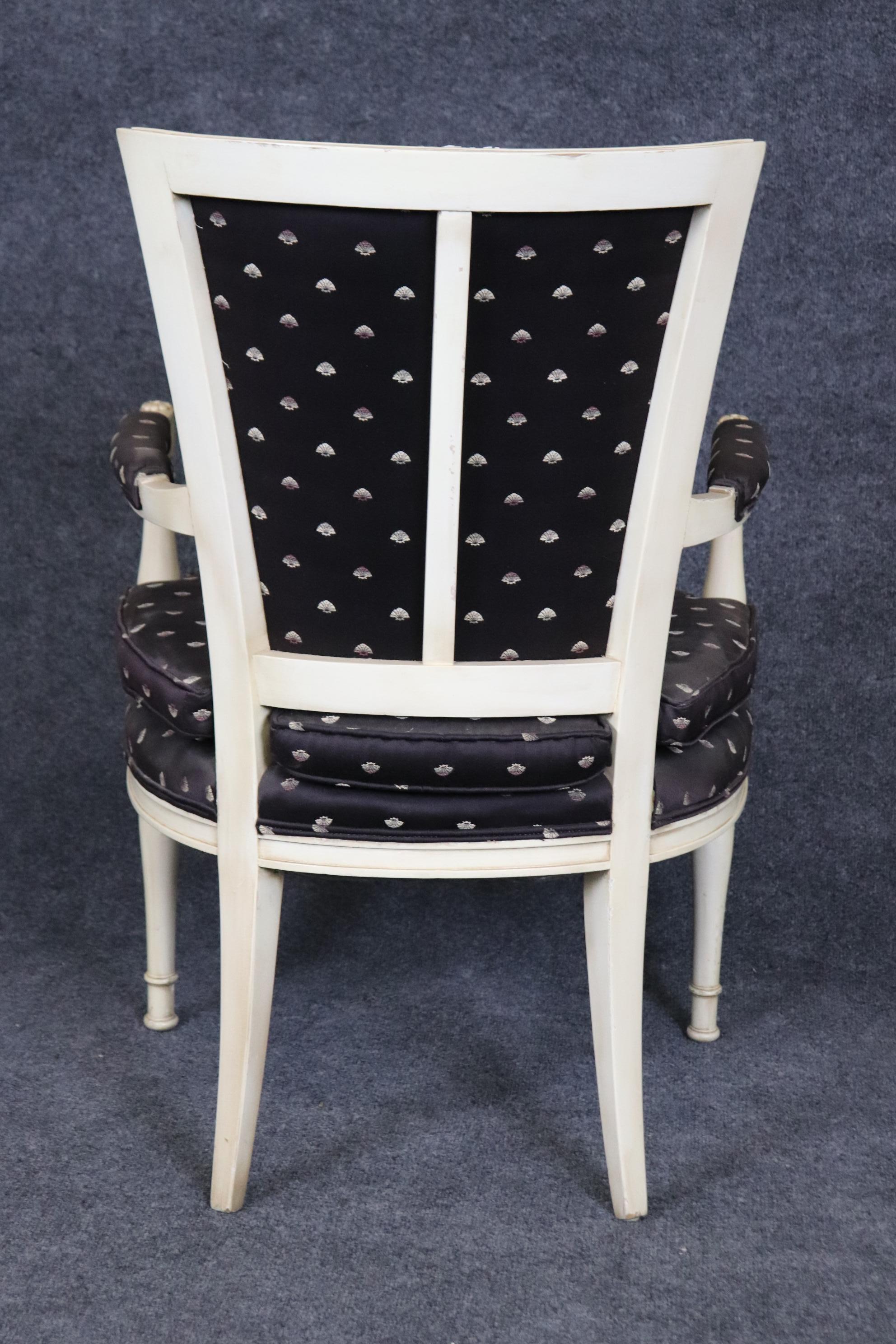 Maison Jansen Style Weiß lackiert gepolstert Französisch Directoire Schreibtischsessel (Walnuss) im Angebot