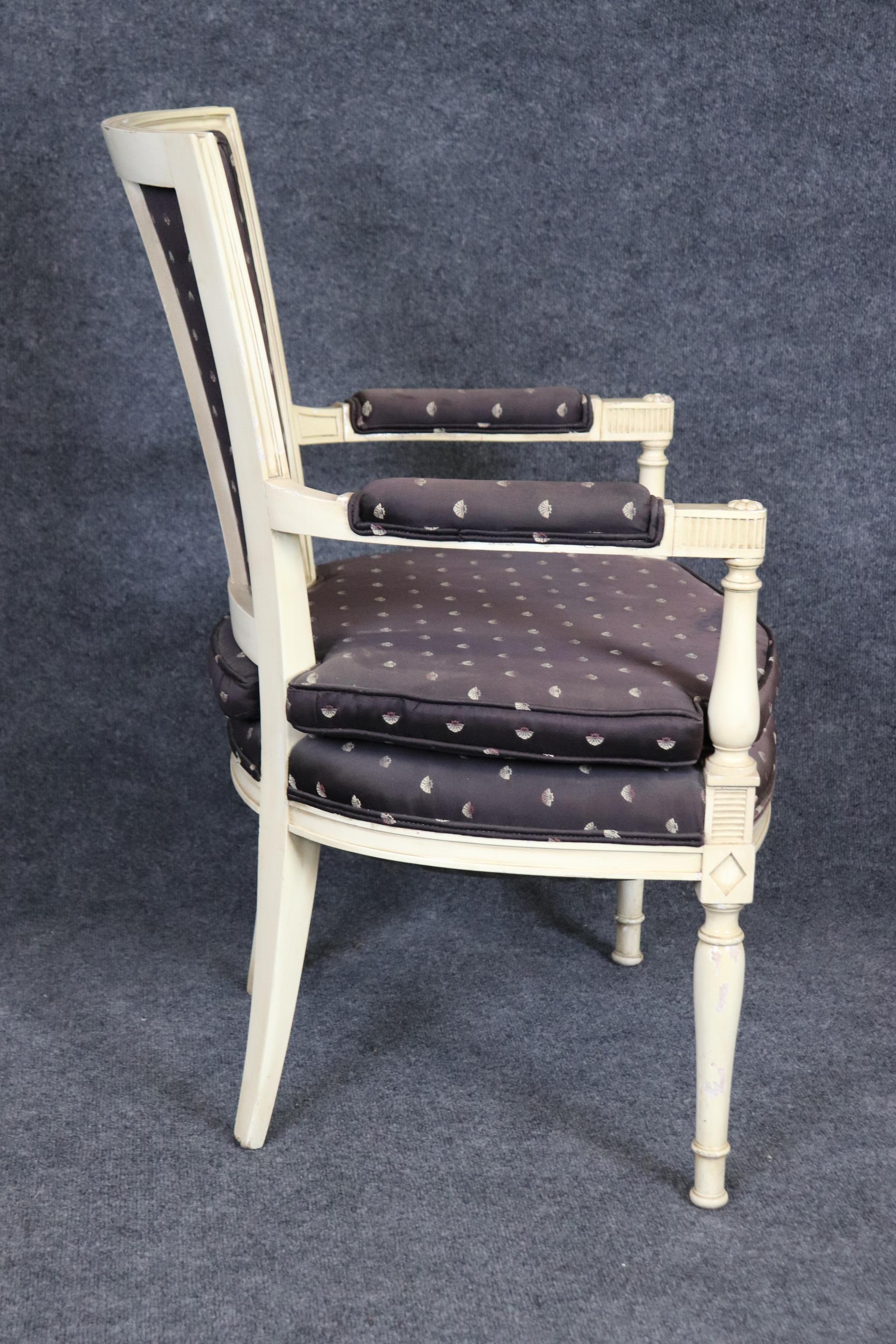 Maison Jansen Style Weiß lackiert gepolstert Französisch Directoire Schreibtischsessel im Angebot 1