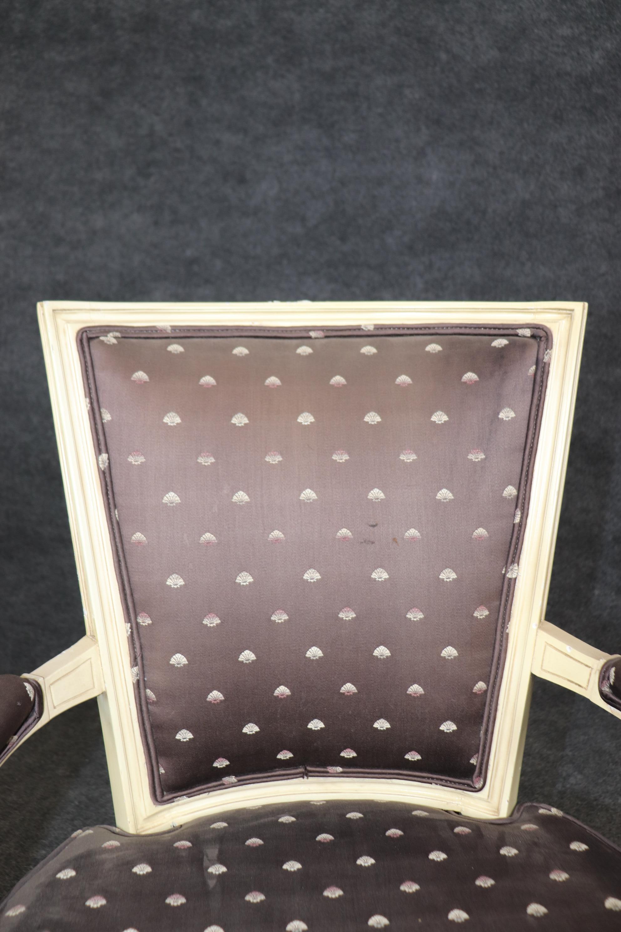 Maison Jansen Style Weiß lackiert gepolstert Französisch Directoire Schreibtischsessel im Angebot 4
