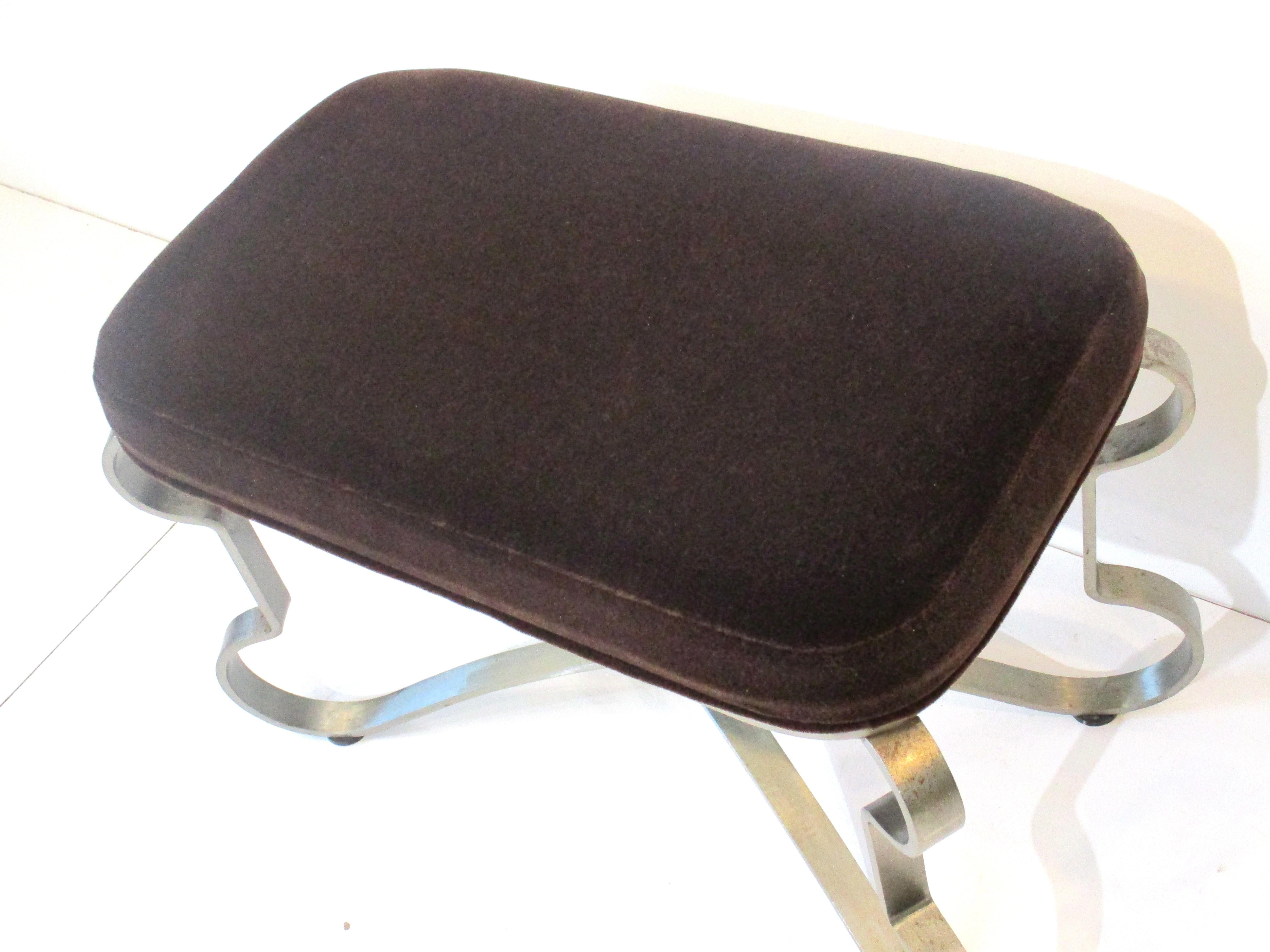 Maison Jansen Styled Metal / Upholstered Stool For Sale 3