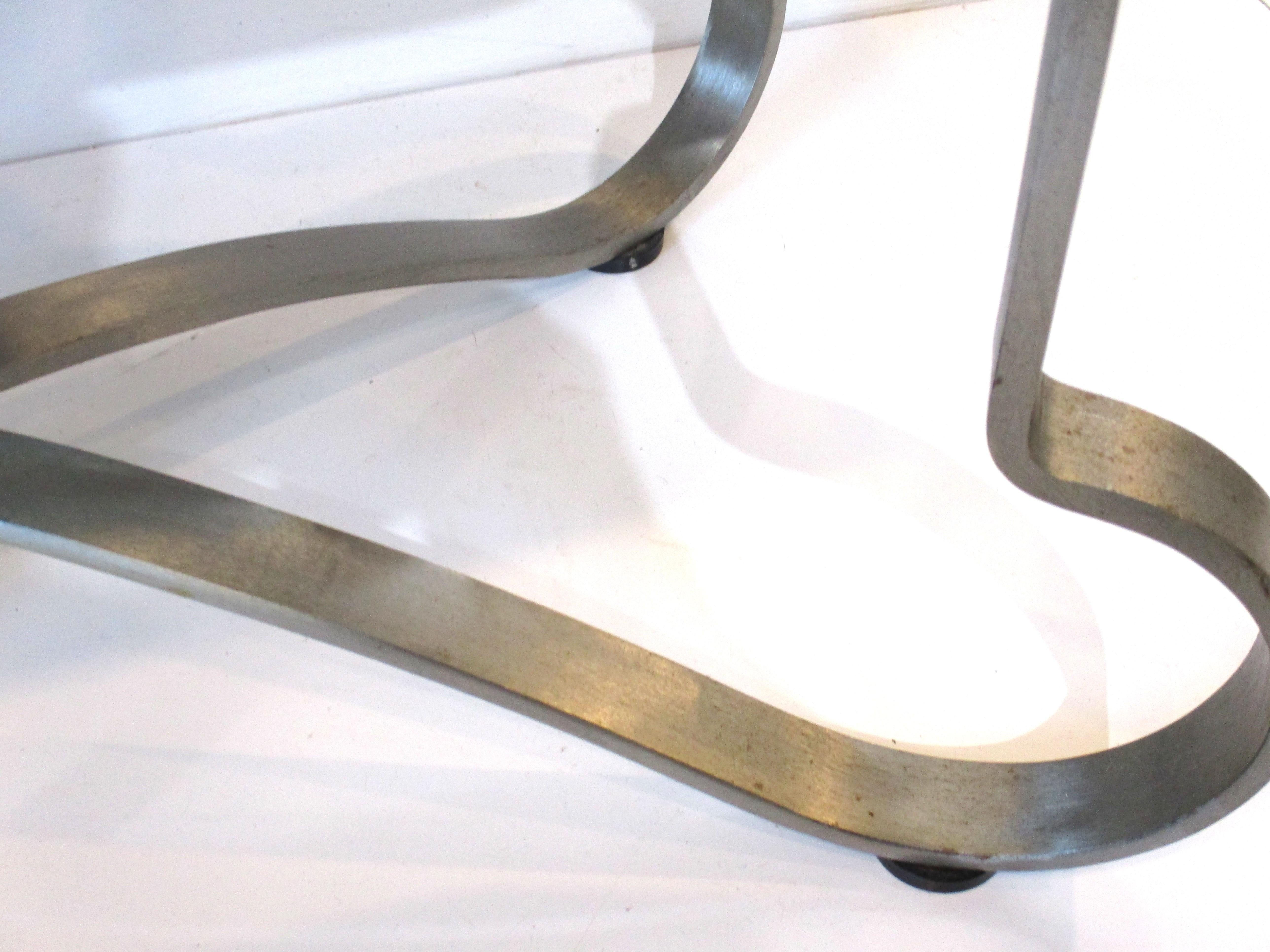 Steel Maison Jansen Styled Metal / Upholstered Stool