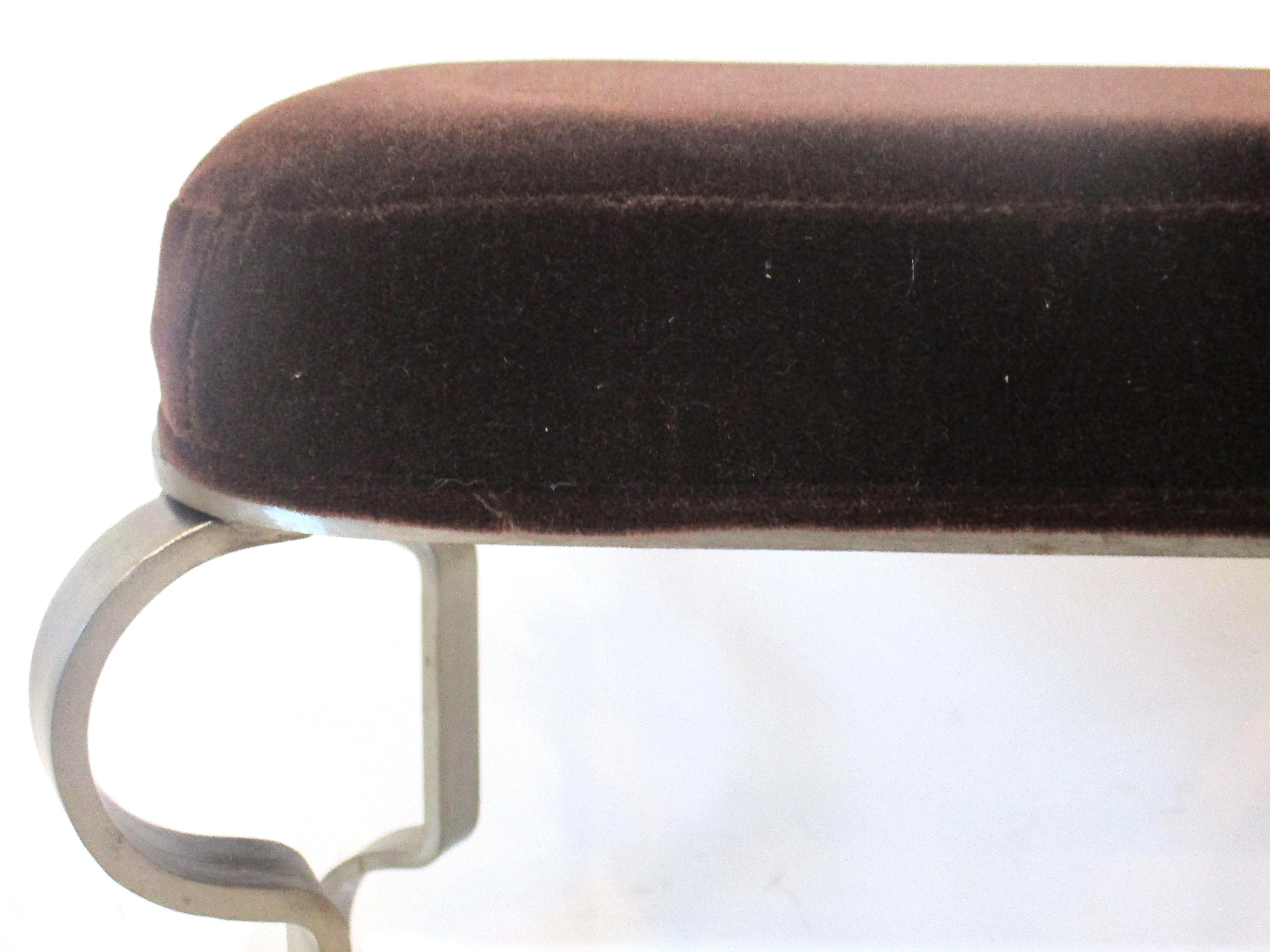 Maison Jansen Styled Metal / Upholstered Stool For Sale 2