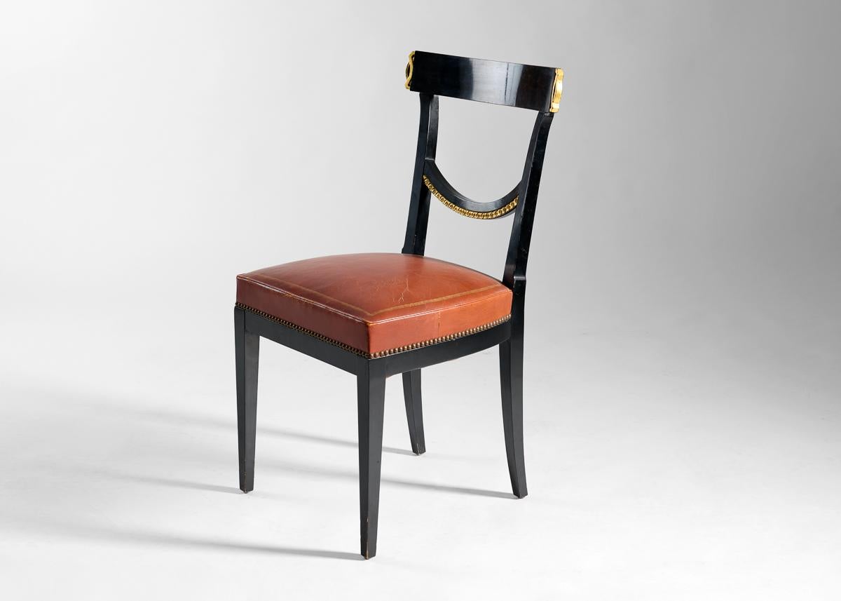 French Maison Jansen, Suite of 14 Lacquered Dining Chairs France, 1965 For Sale