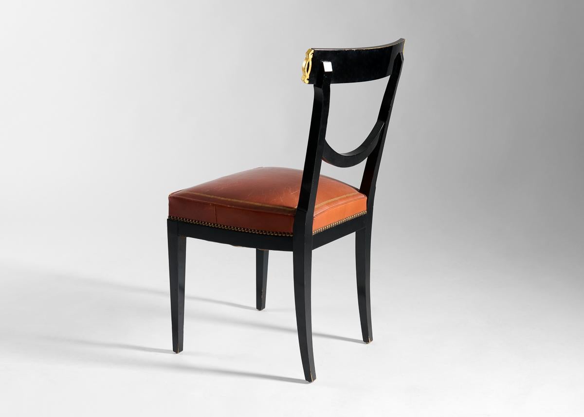 Mid-20th Century Maison Jansen, Suite of 14 Lacquered Dining Chairs France, 1965 For Sale