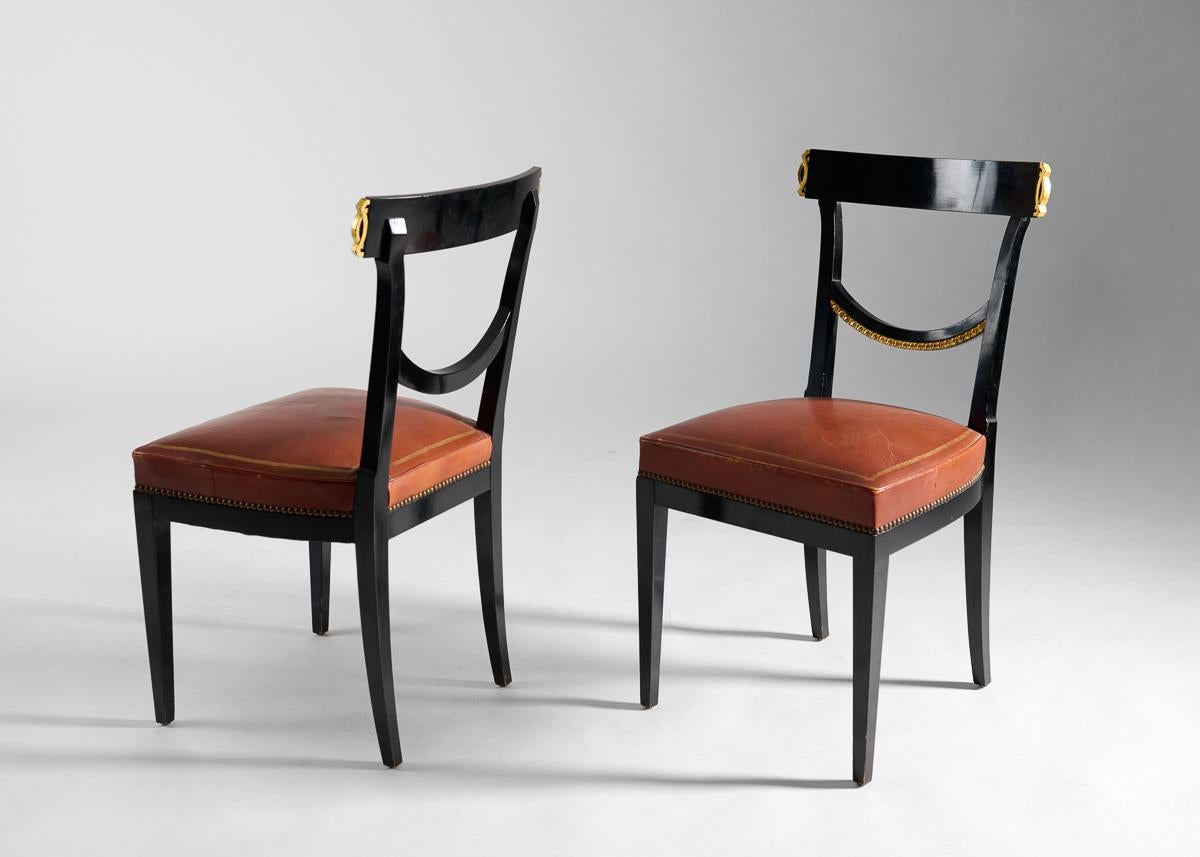 Maison Jansen, Suite of 14 Lacquered Dining Chairs France, 1965 For Sale 1