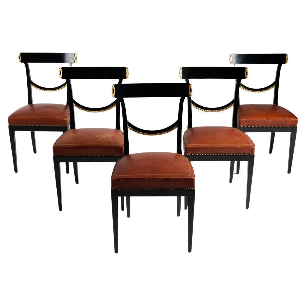 Maison Jansen, Suite of 14 Lacquered Dining Chairs France, 1965 For Sale