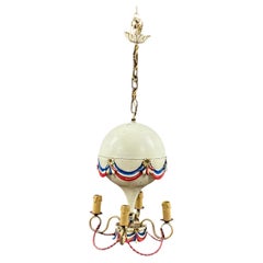 Maison Jansen Toleware Hot Air Balloon Chandelier, Mid Century French