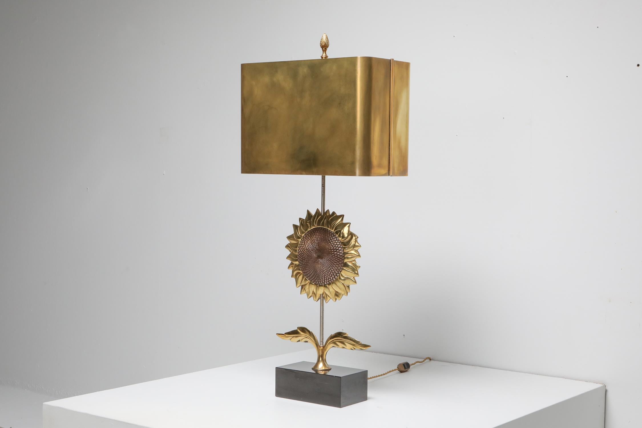 Brass Maison Jansen 'tournesol' Lamp