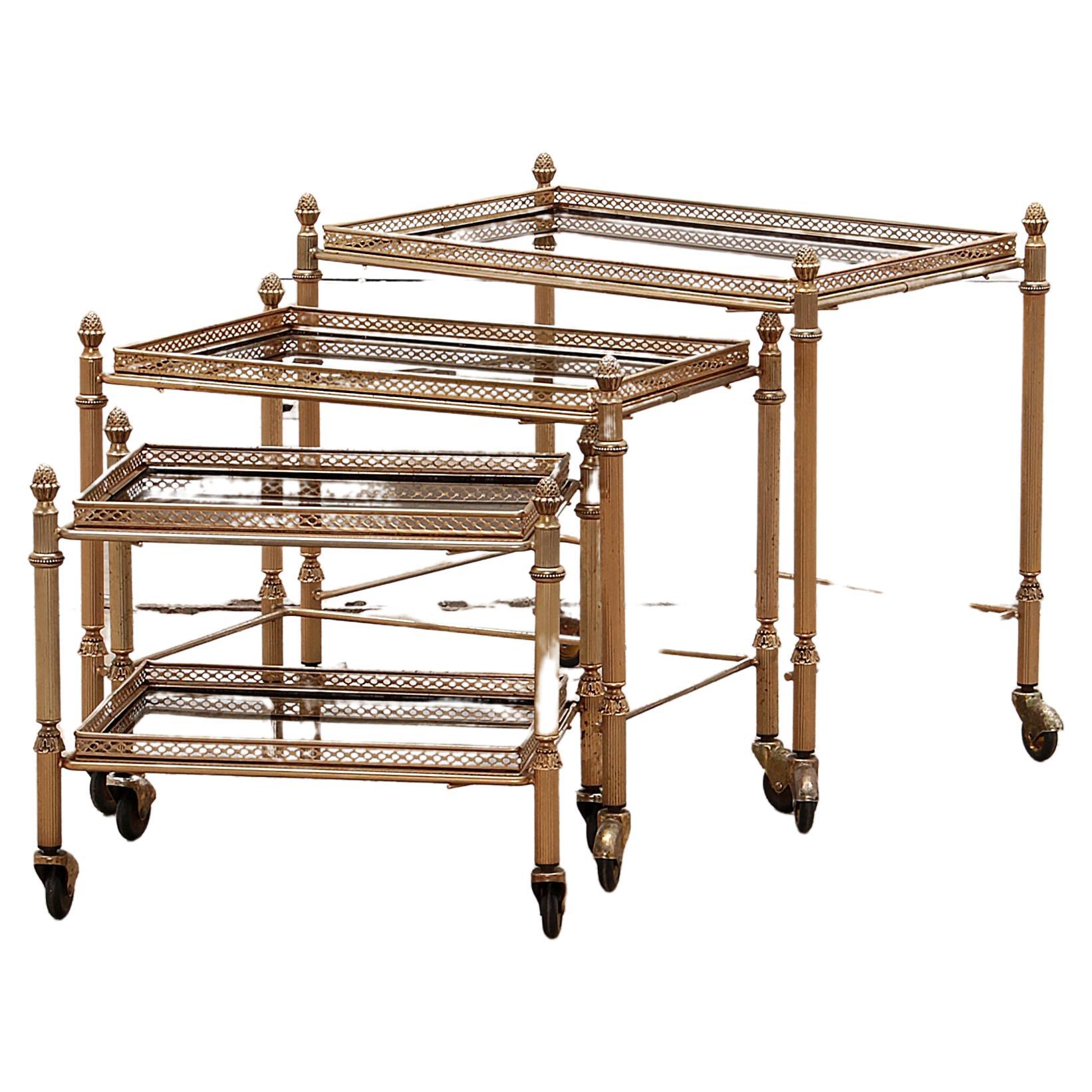 Maison Jansen Trolley s Three Tables Made in France in the 1950s For Sale