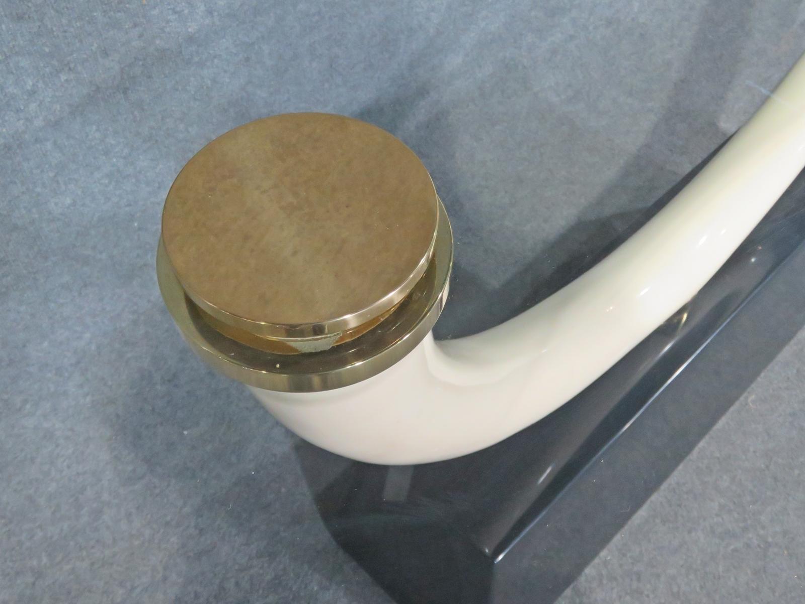 Maison Jansen Tusk Form Glass Top Console Table circa 1970 2