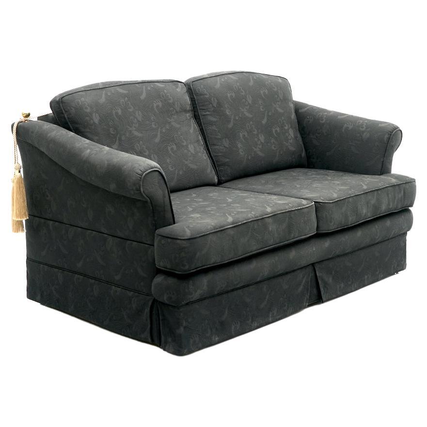 Maison Jansen Two Seat Sofa Bed Black Fabric 1980s Vintage Sofa For Sale