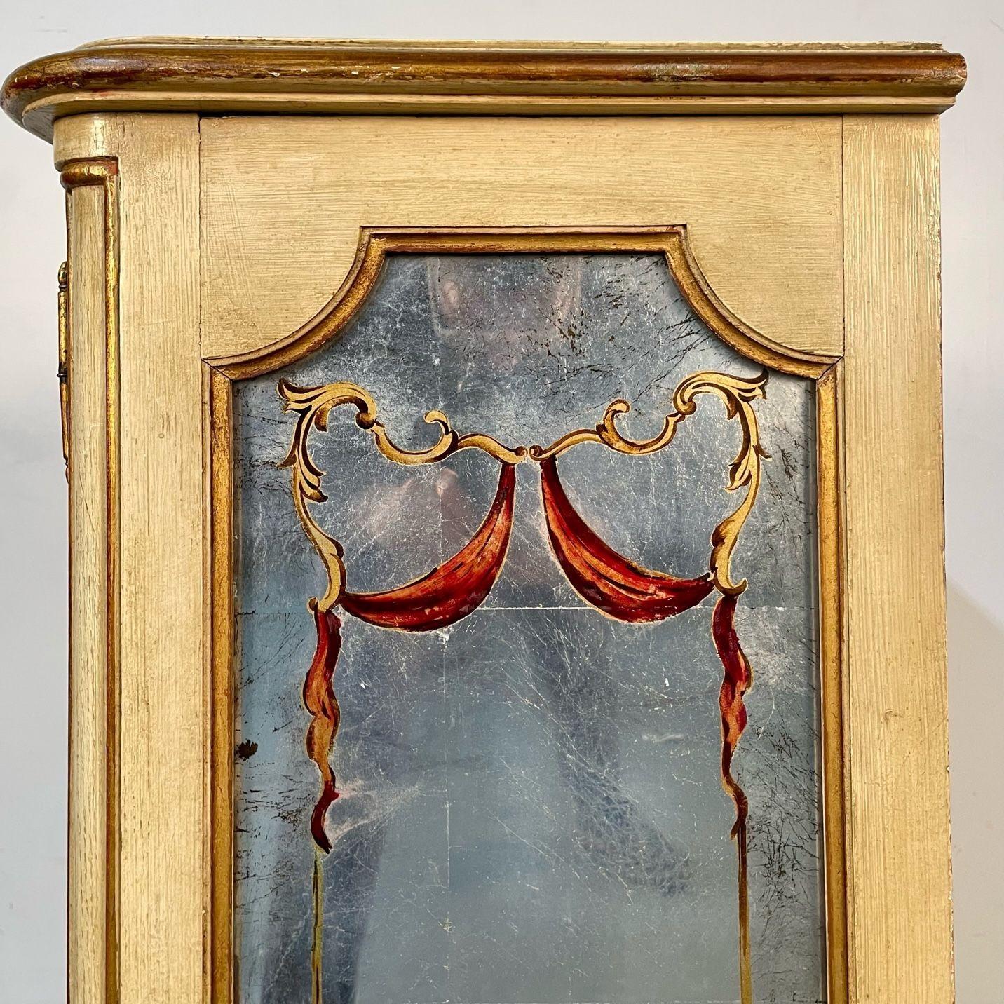 Maison Jansen, Hollywood Regency Cabinet, Painted Beige Oak, Glass, France 1930s 7