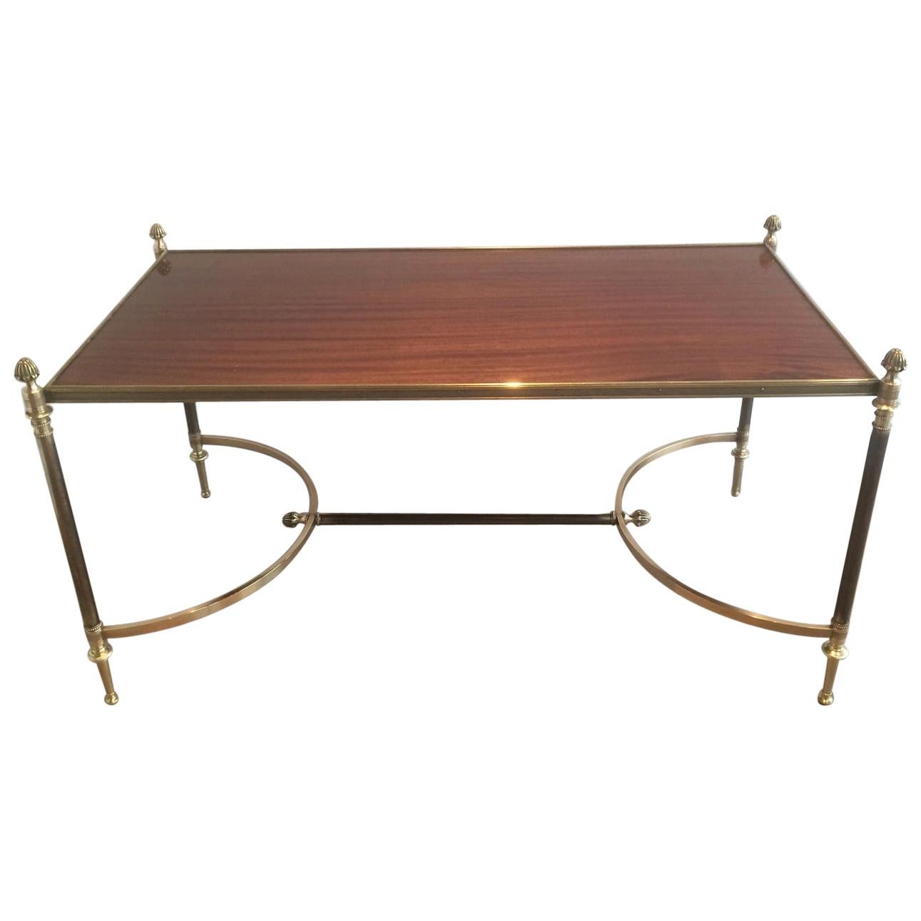 Neoclassical Wood and Brass Oval Coffee Table, circa 1940 at 1stDibs