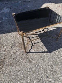 Maison Jansen vintage brass and black glass coffee table