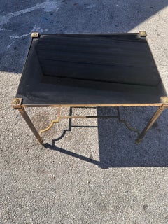 Maison Jansen vintage brass and black glass coffee table