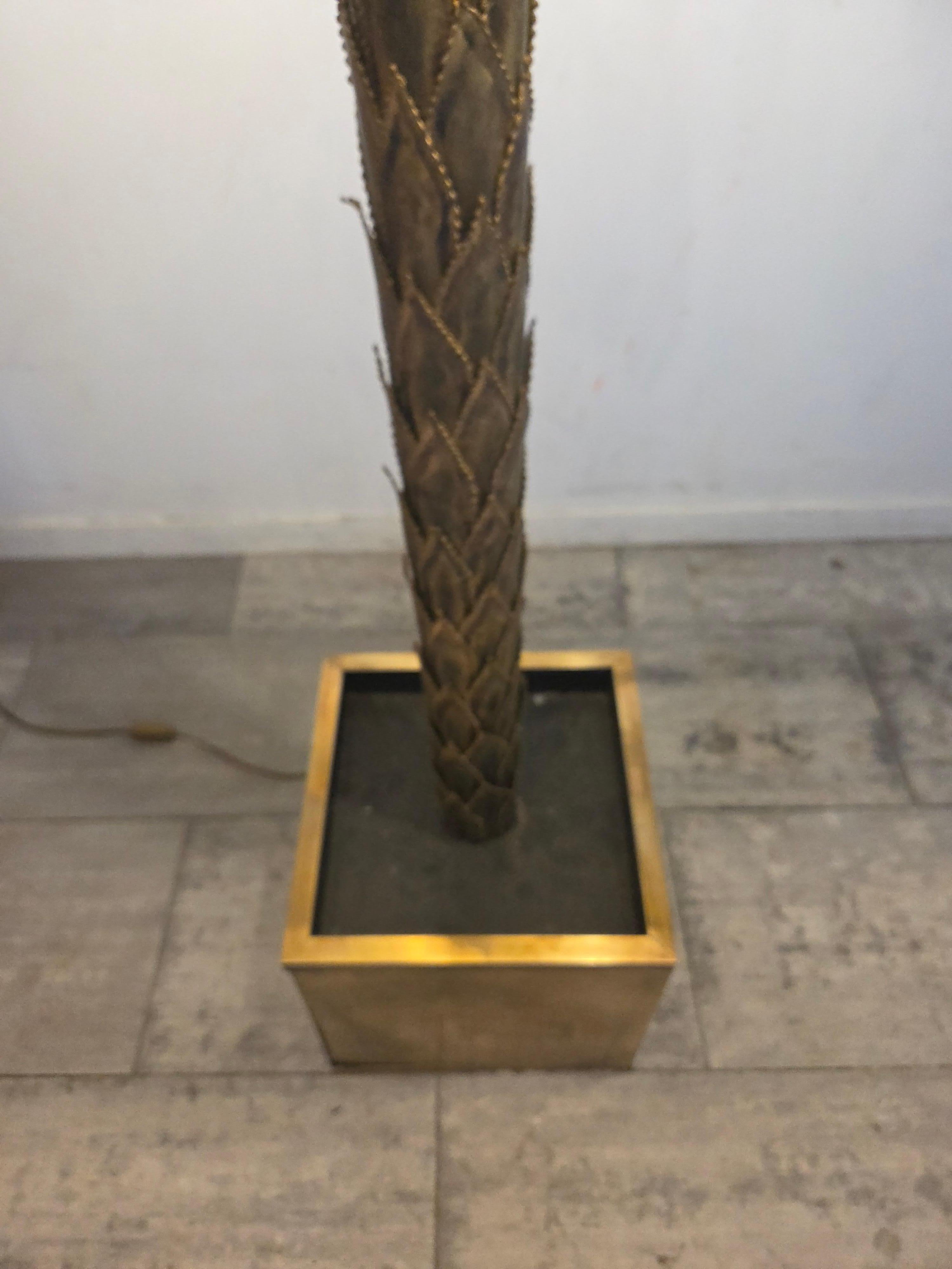 Maison Jansen Lampadaire vintage en laiton avec palmier, 1970, France en vente 2