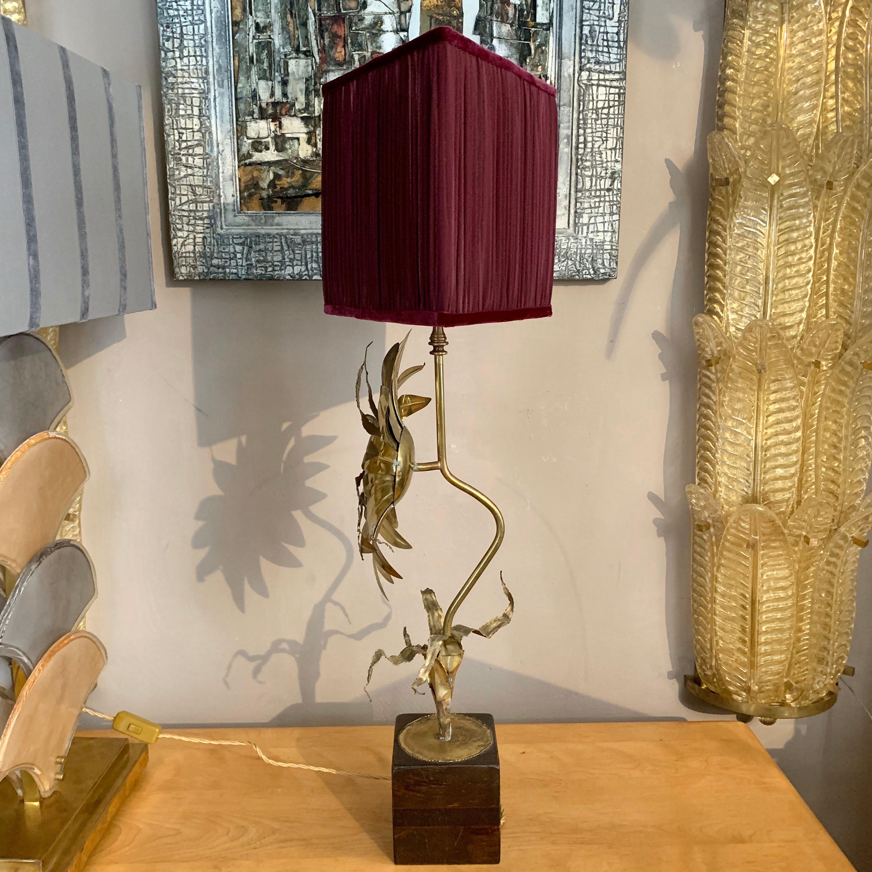 Maison Jansen Vintage Flower Brass Table Lamp with our Handcrafted Shade, 1970s 9