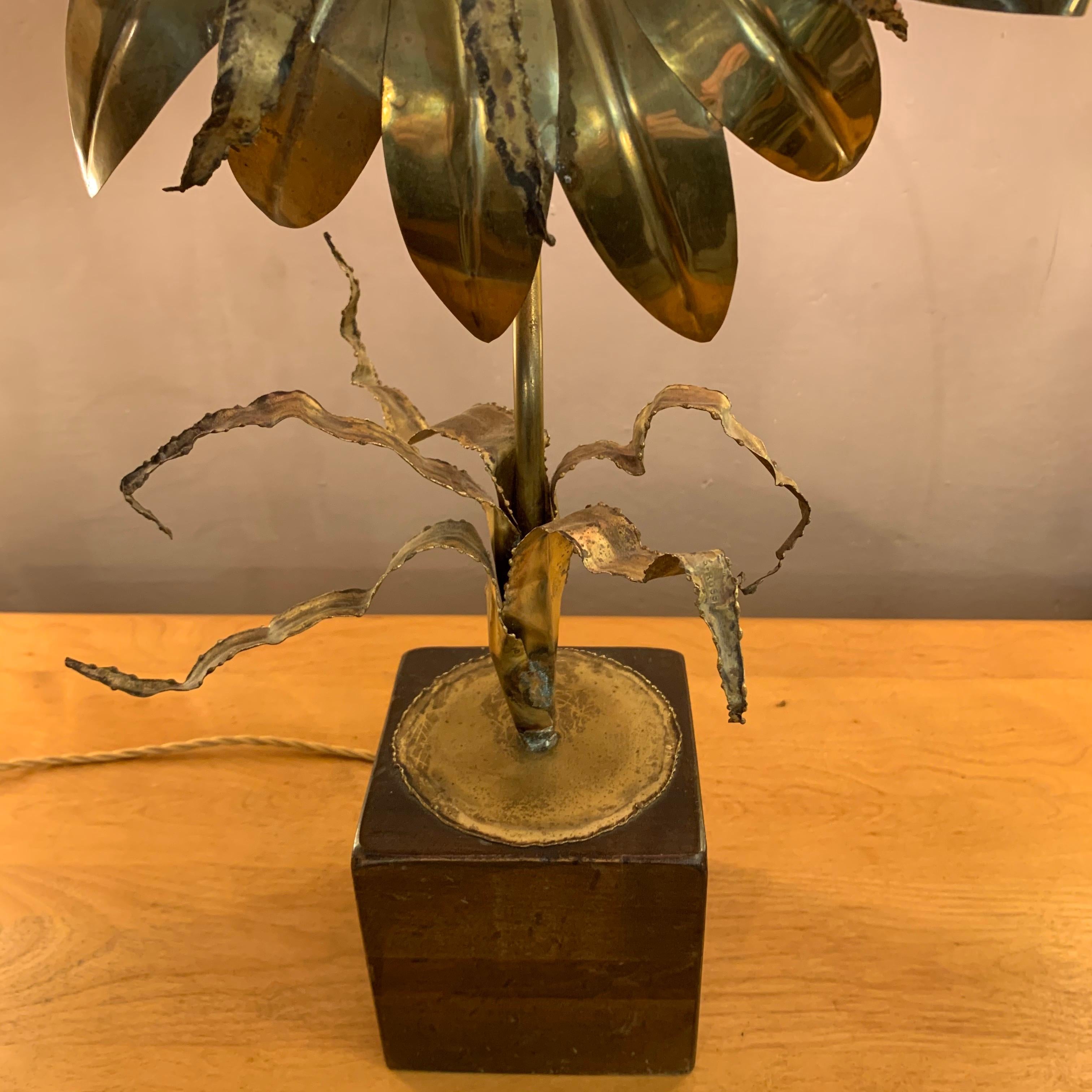 Maison Jansen Vintage Flower Brass Table Lamp with our Handcrafted Shade, 1970s 11