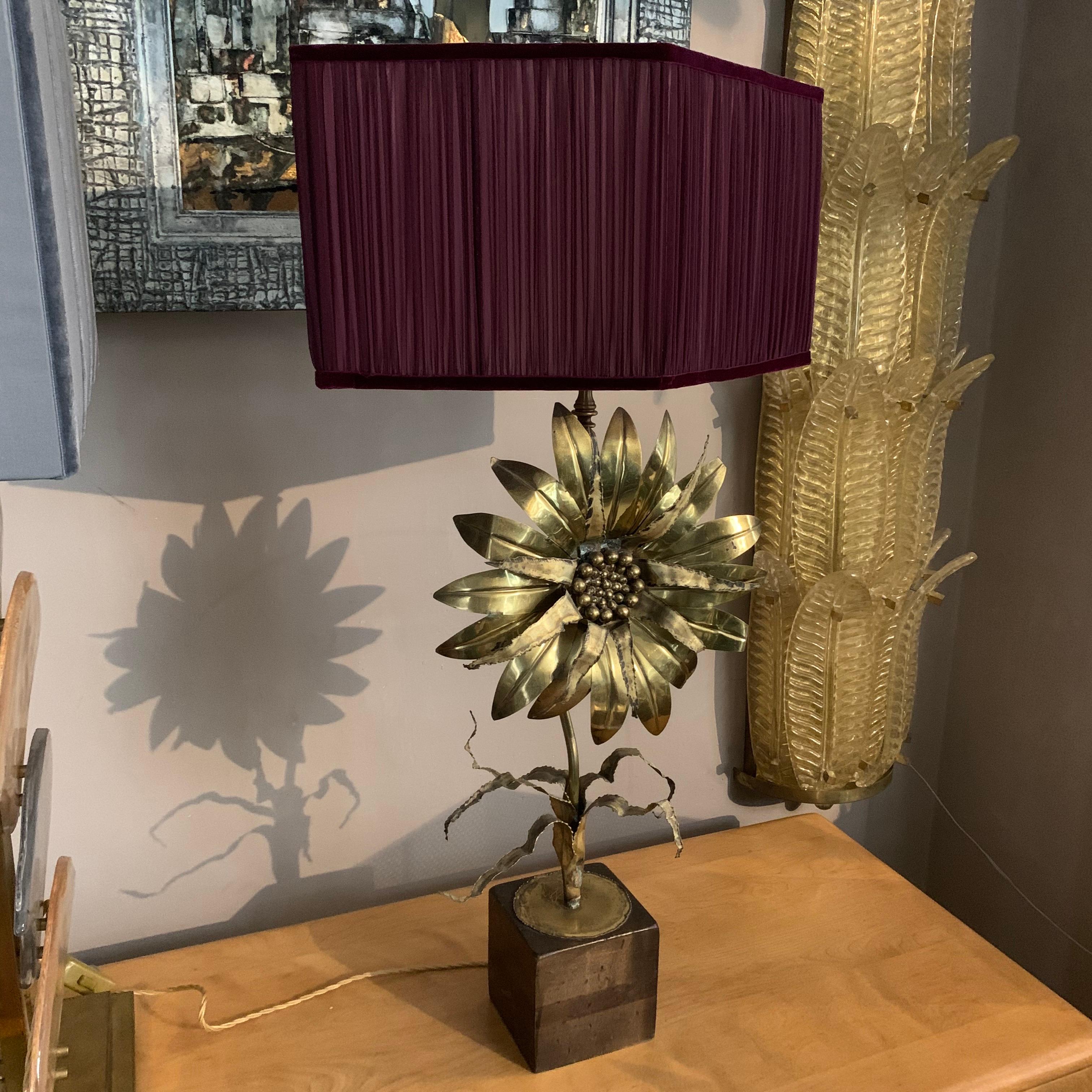 Maison Jansen Vintage Flower Brass Table Lamp with our Handcrafted Shade, 1970s 12