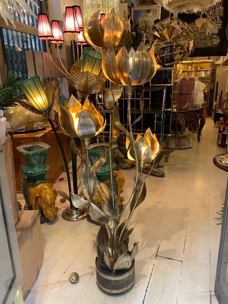 Maison Jansen Vintage Flowers Brass Floor Lamp, 1970s 6