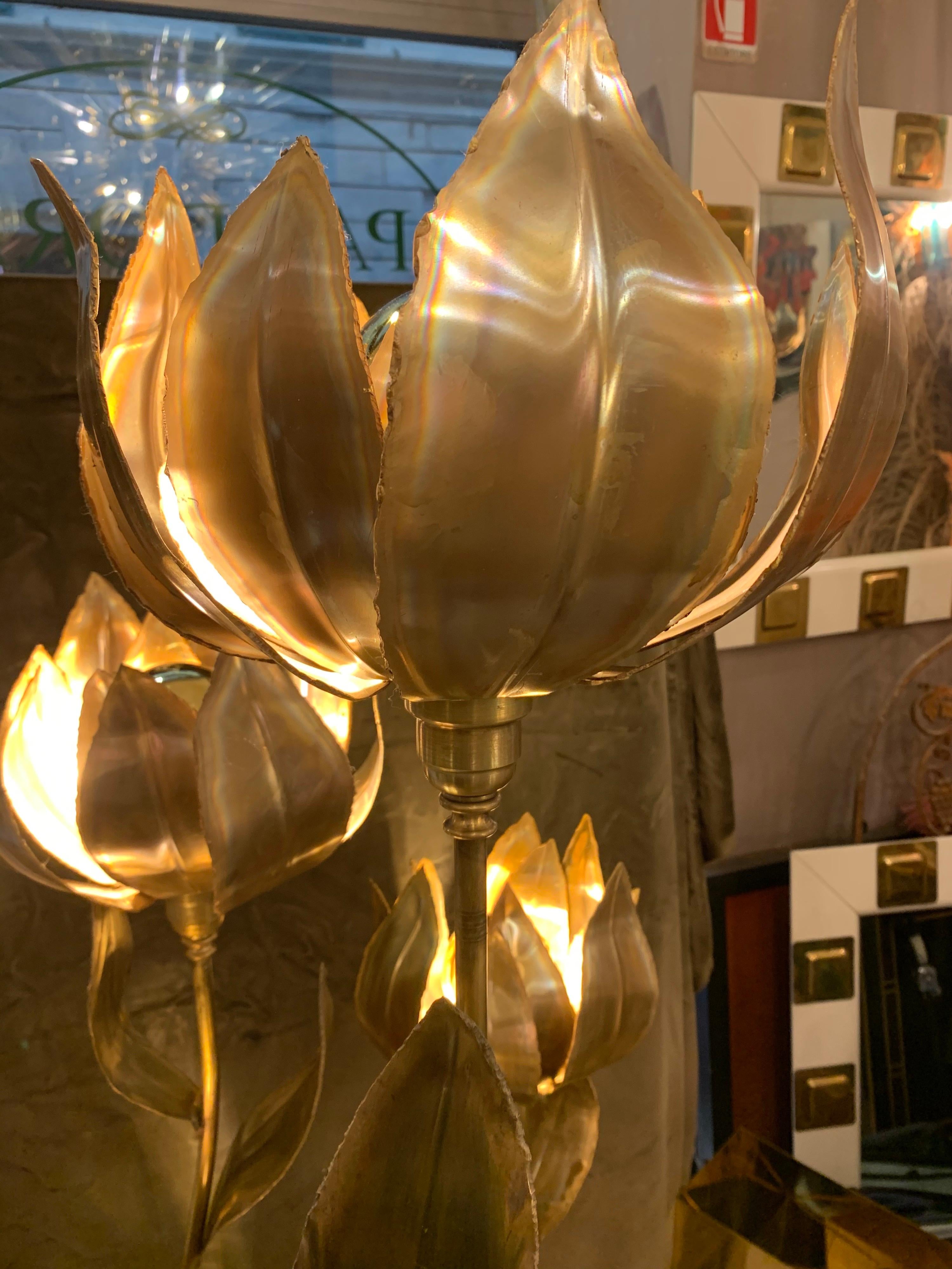Maison Jansen Vintage Flowers Brass Floor Lamp, 1970s 12
