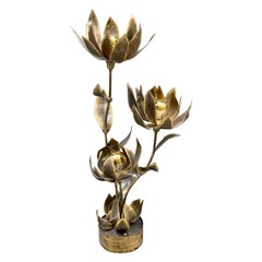 Maison Jansen Vintage Flowers Brass Floor Lamp, 1970s