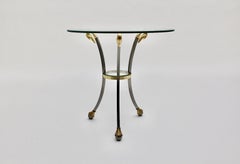 Hollywood Regency Style Maison Jansen Gold Chrome Circular Side Table Sofa Table