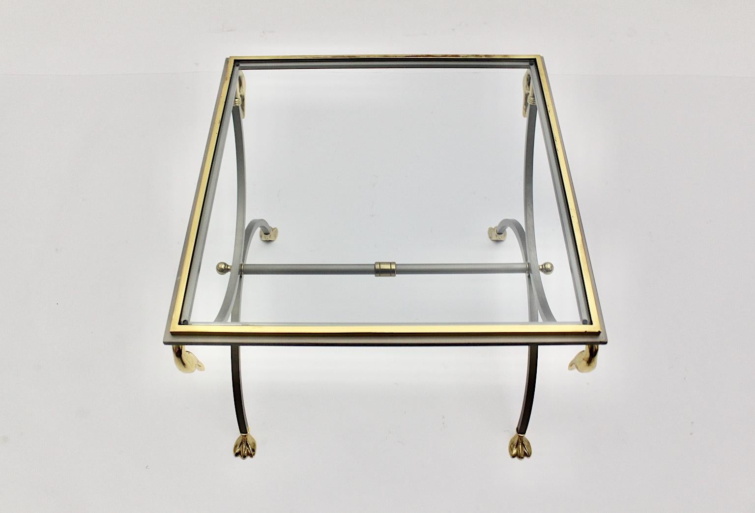 Maison Jansen Vintage Gold Stainless Steel Coffee Table circa 1970 France For Sale 3