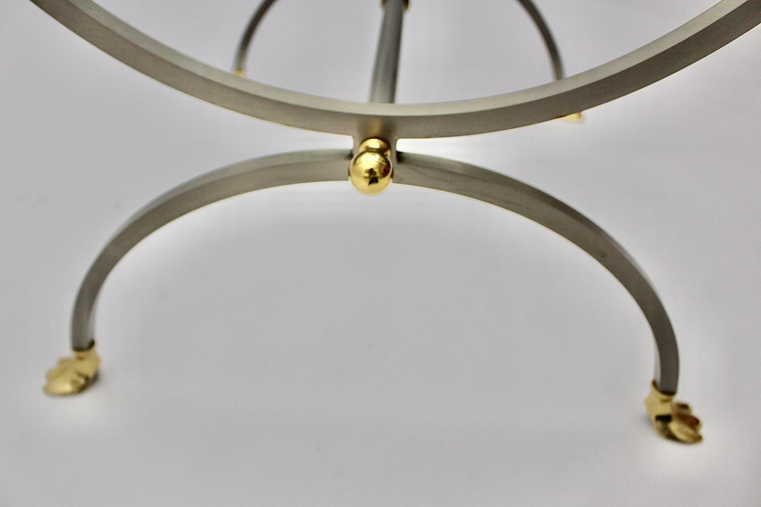 Maison Jansen Vintage Gold Stainless Steel Coffee Table circa 1970 France For Sale 4