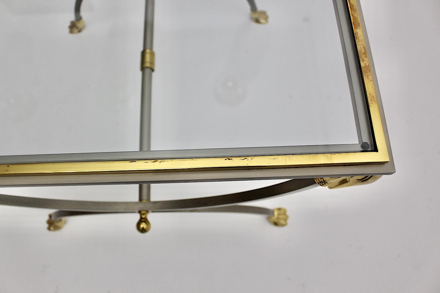 Maison Jansen Vintage Gold Stainless Steel Coffee Table circa 1970 France For Sale 5