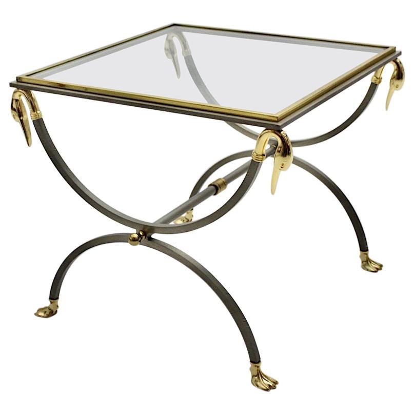 Maison Jansen Vintage Gold Stainless Steel Coffee Table circa 1970 France For Sale