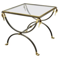 Maison Jansen Vintage Gold Stainless Steel Coffee Table circa 1970 France