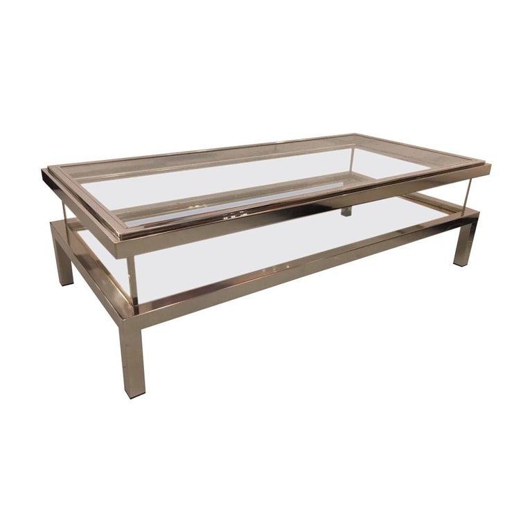 Maison Jansen Vintage Sliding Top Coffee Table, France, 1970s For Sale