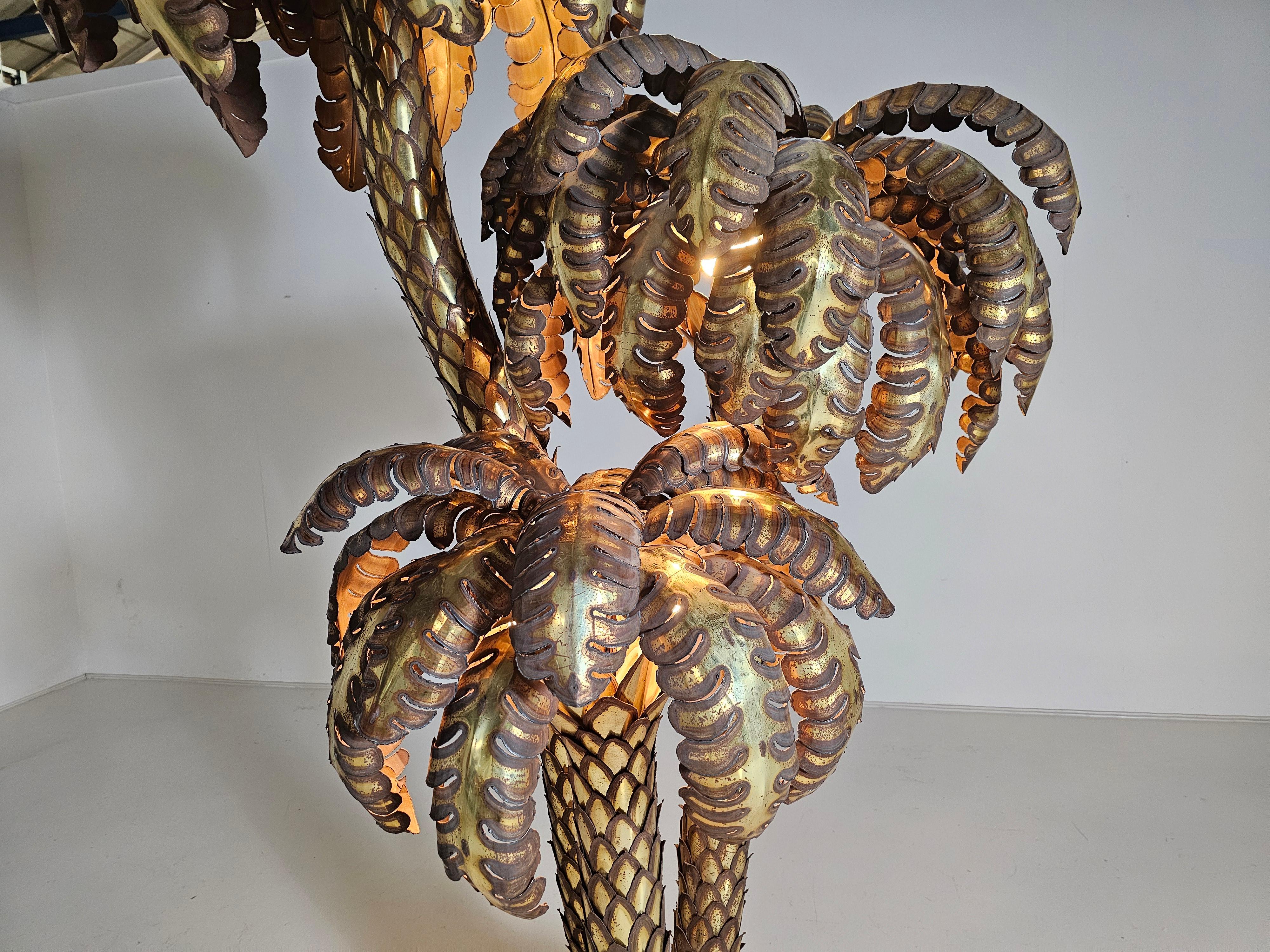 Lampe de palmier Maison Jansen XXL en laiton, années 1960 Bon état - En vente à amstelveen, NL