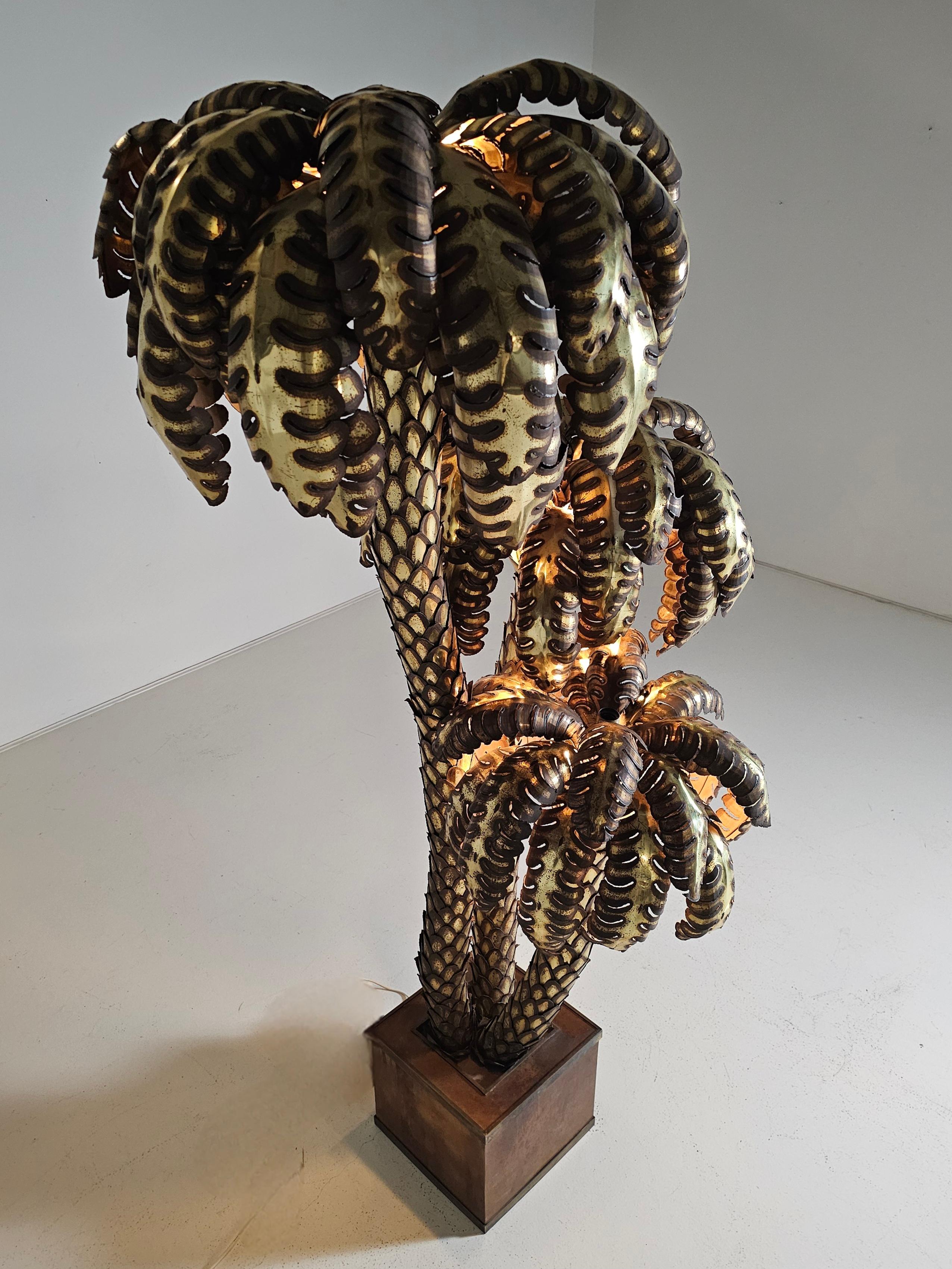 Laiton Lampe de palmier Maison Jansen XXL en laiton, années 1960 en vente