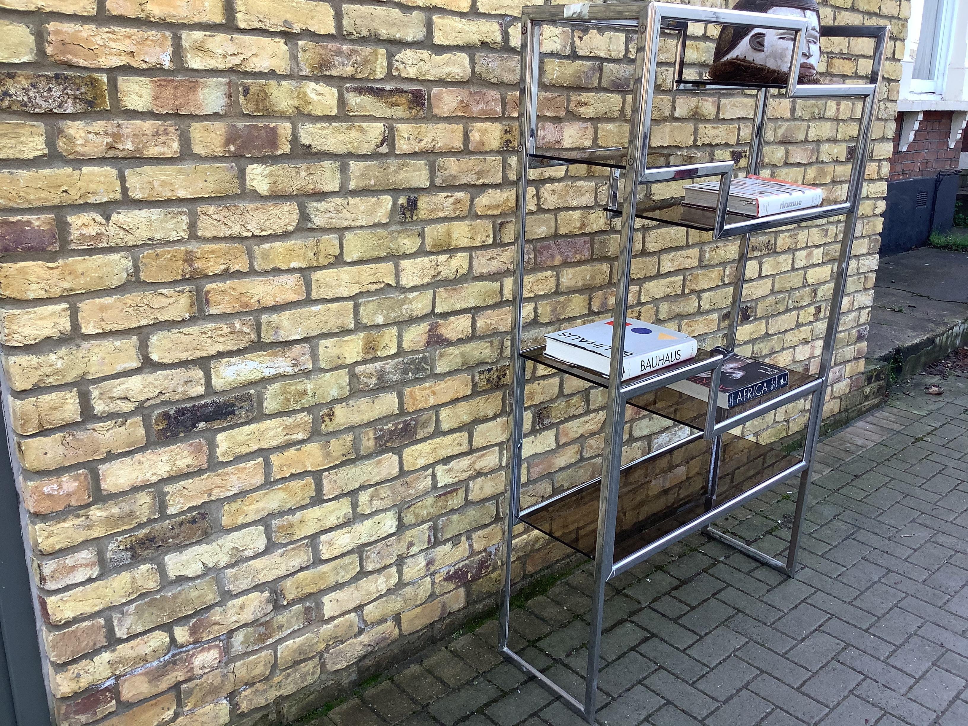 Mid-Century Modern Maison Jensen Chrome Shelving/1970s French Shelving