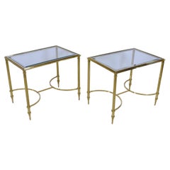 Maison Jensen Style Hollywood Regency MCM Brass and Glass End Tables