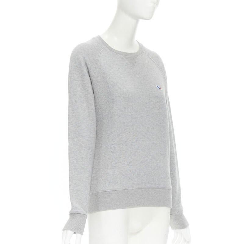 Gray MAISON KITSUNE 100% cotton jersey fox embroidery logo pullover sweater XXS For Sale
