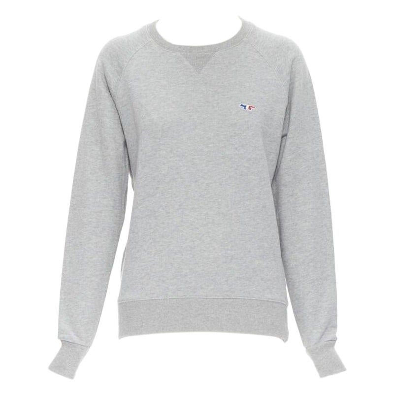 MAISON KITSUNE 100% cotton jersey fox embroidery logo pullover sweater XXS For Sale