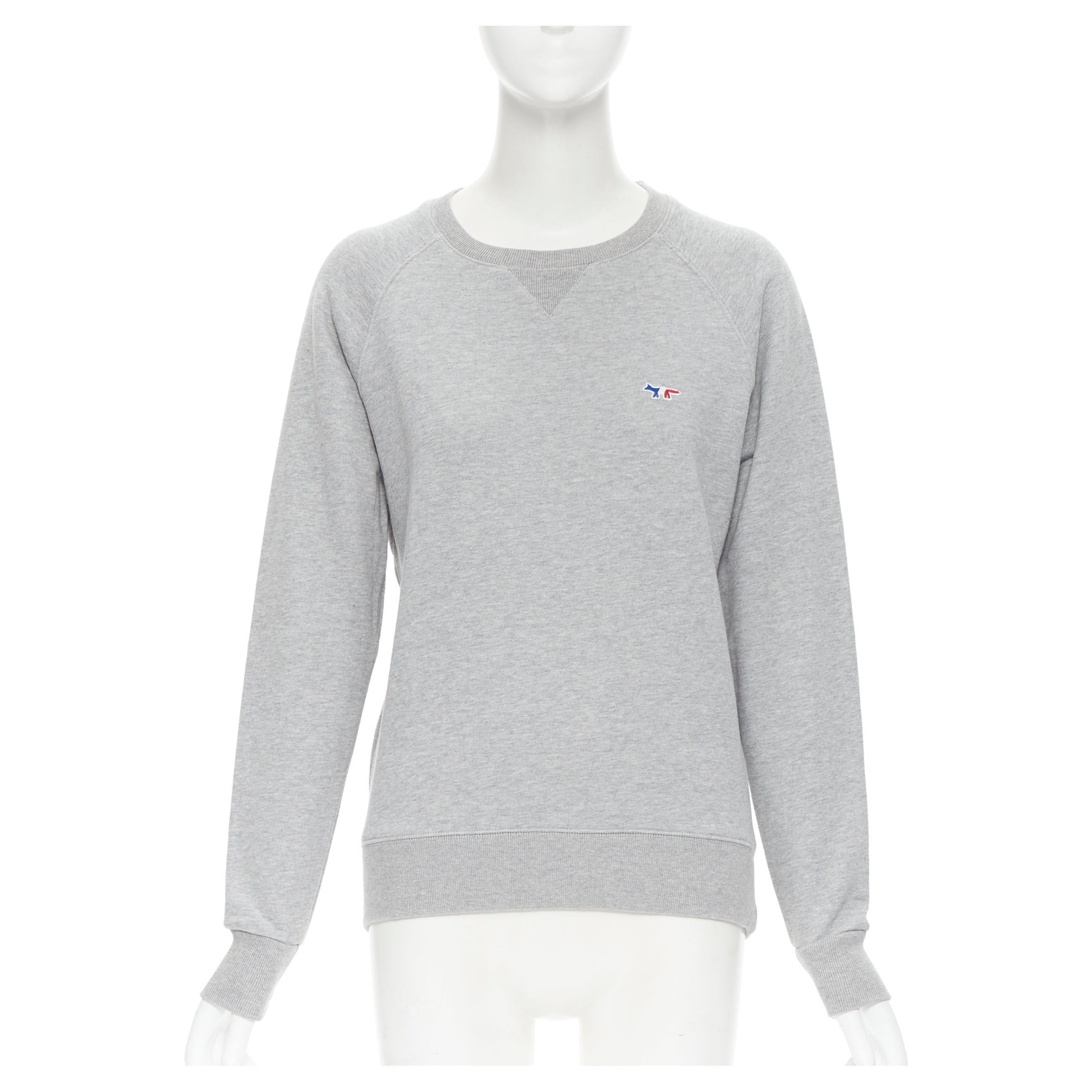 MAISON KITSUNE 100% cotton jersey fox embroidery logo pullover sweater XXS For Sale