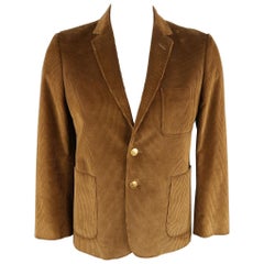 MAISON KITSUNE - Manteau de sport en velours côtelé marron, 40